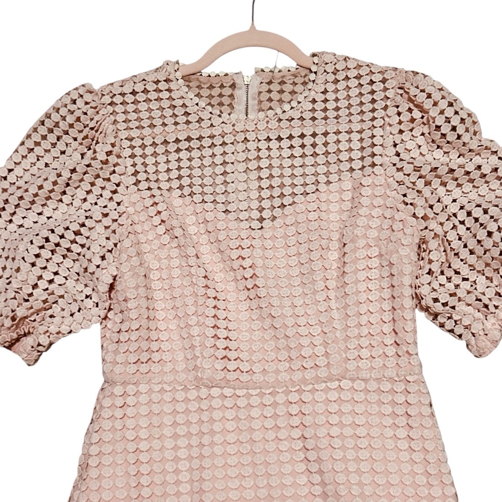 DONNA MORGAN NWT Blush Embroidered Lace Puff Sleeve Dress 2 - Picture 3 of 14